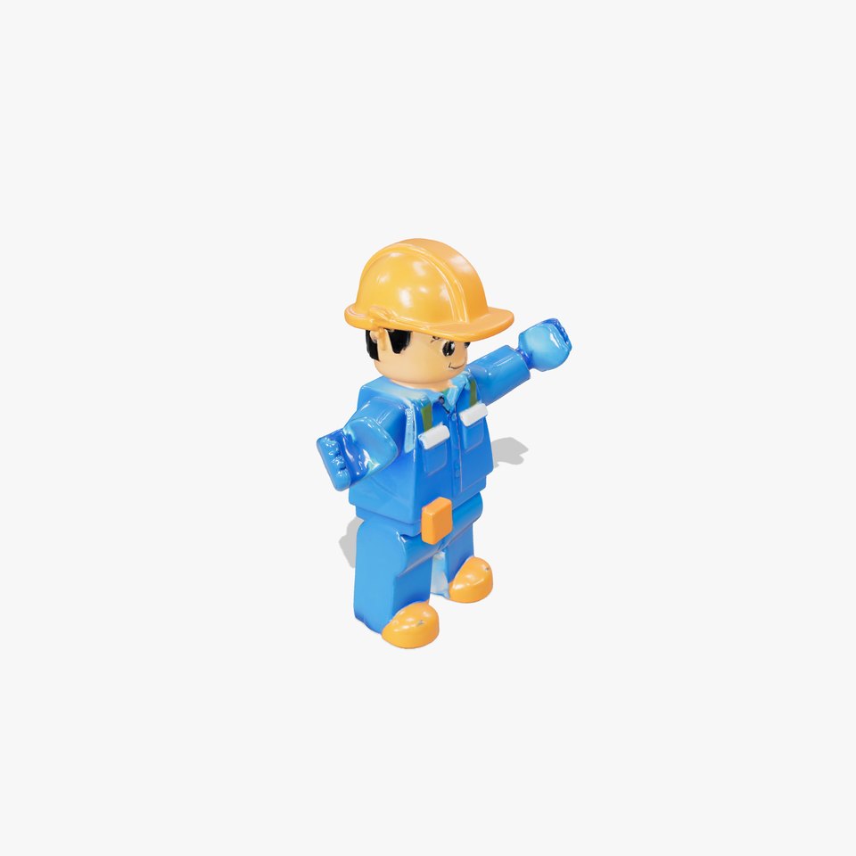 Construction Worker Toy Rigged and Animated D Model